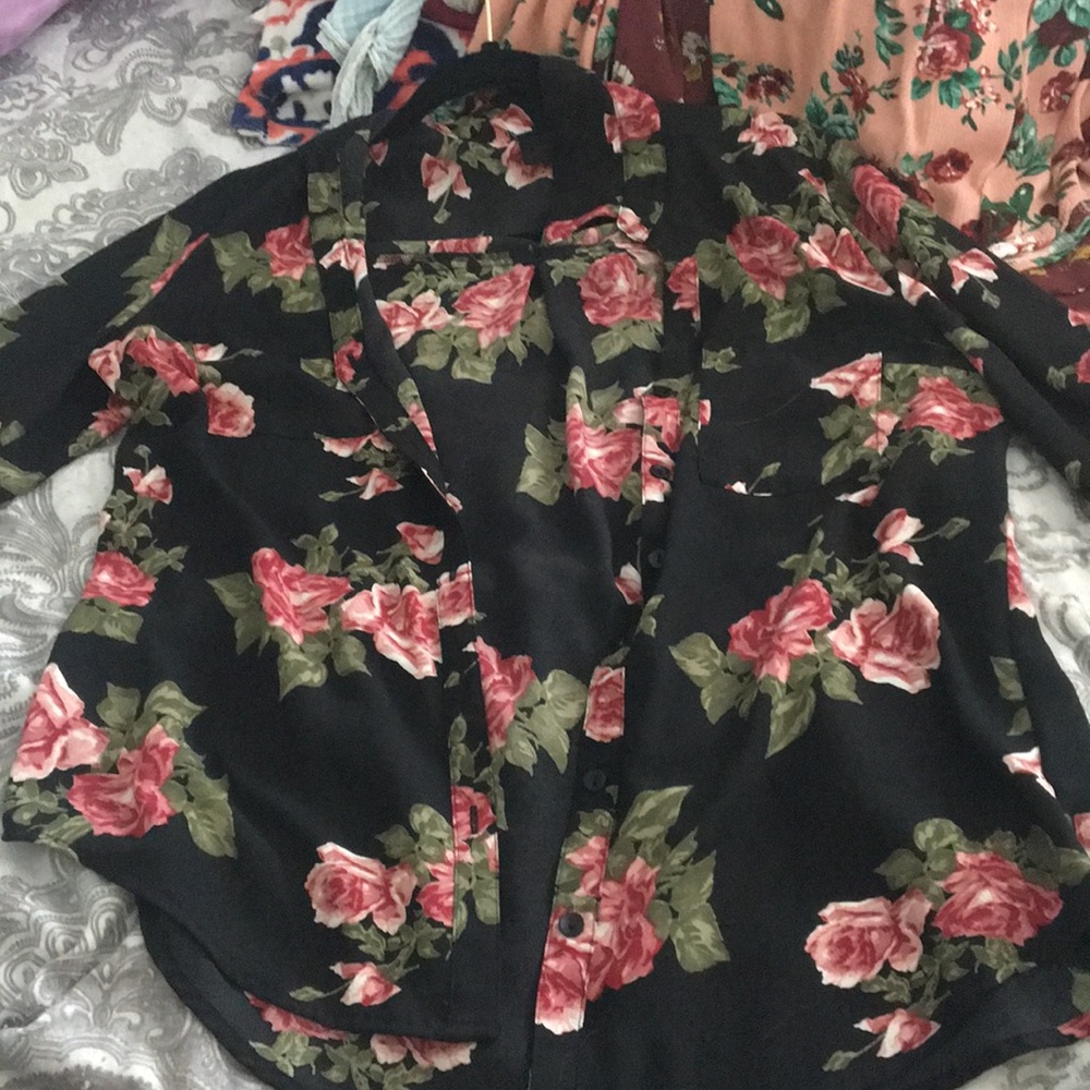 long sleeve floral blouse